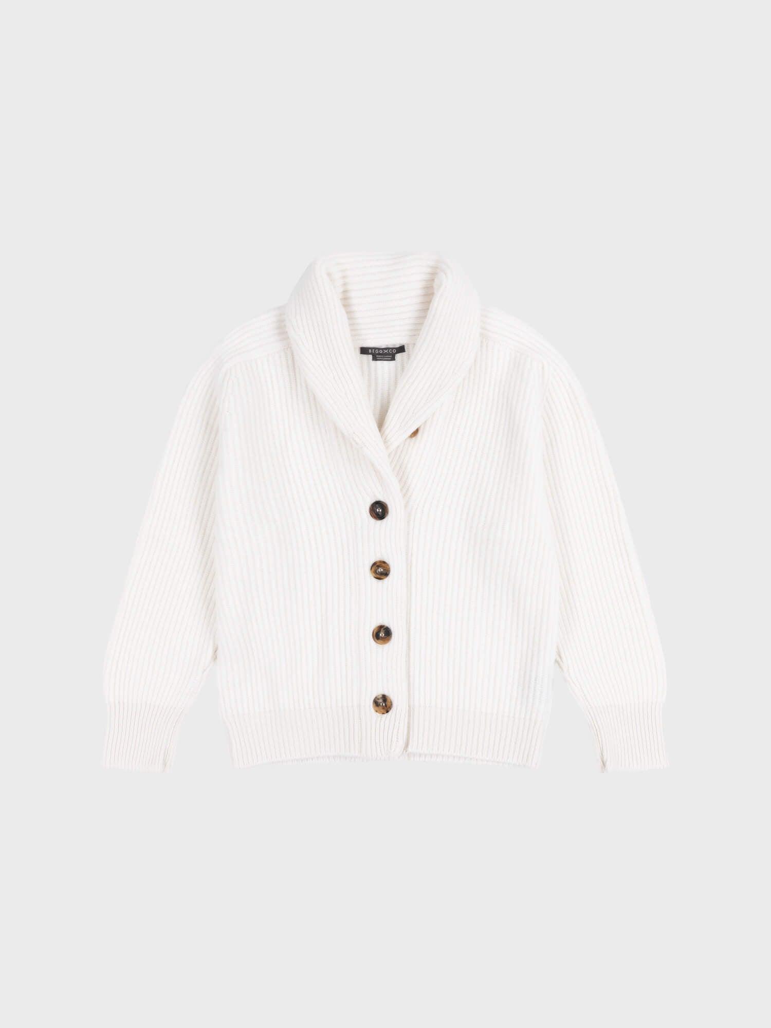 Womens Mini Yacht Ice White Cashmere Knitted Cardigan - Begg