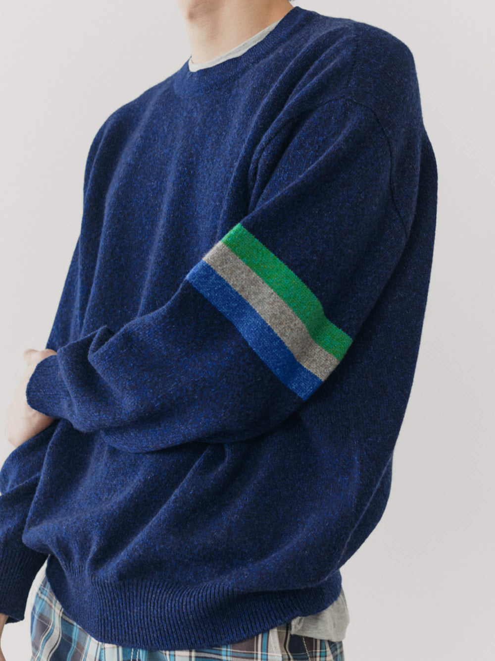 Mens Beach Break Knitted Cashmere Sweater Indigo Marl Begg X Co mens-beach-break-knitted-cashmere-sweater-indigo-marl-begg-x-co