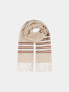 beige scarf with orange stripes on a grey background