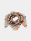 square scarf with orange and beige check on a grey background