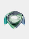 square mint green cashmere scarf with blue and green gradient check design
