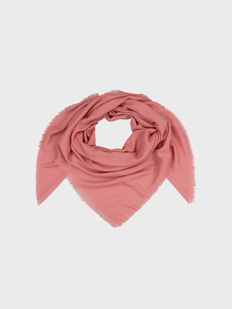 pink square cashmere scarf on a grey background
