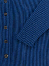 chunky ribbed blue cashmere shawl collar cardigan button and cuff detai