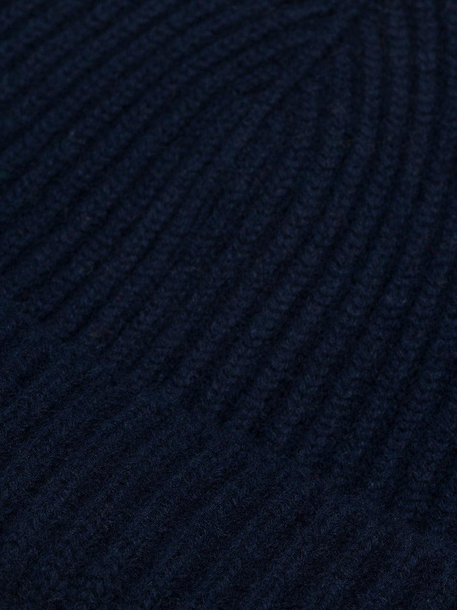Mens Dark Navy Cashmere Alex Beanie Hat Detail | Begg x Co 