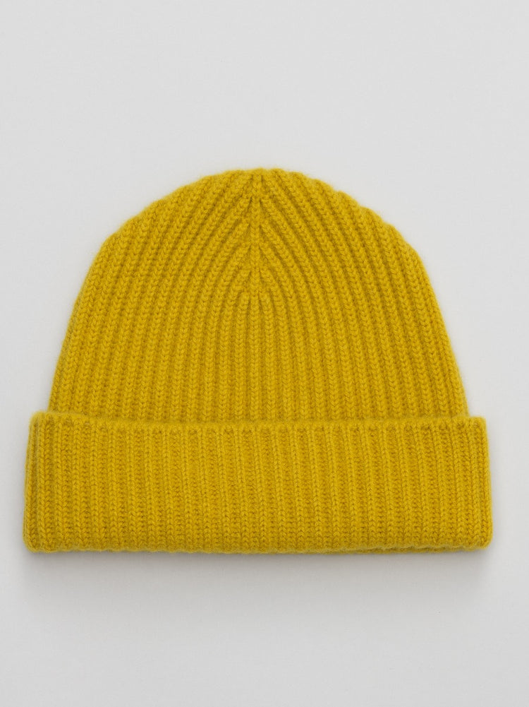 Mens Yellow Cashmere Alex Beanie Hat | Begg x Co 