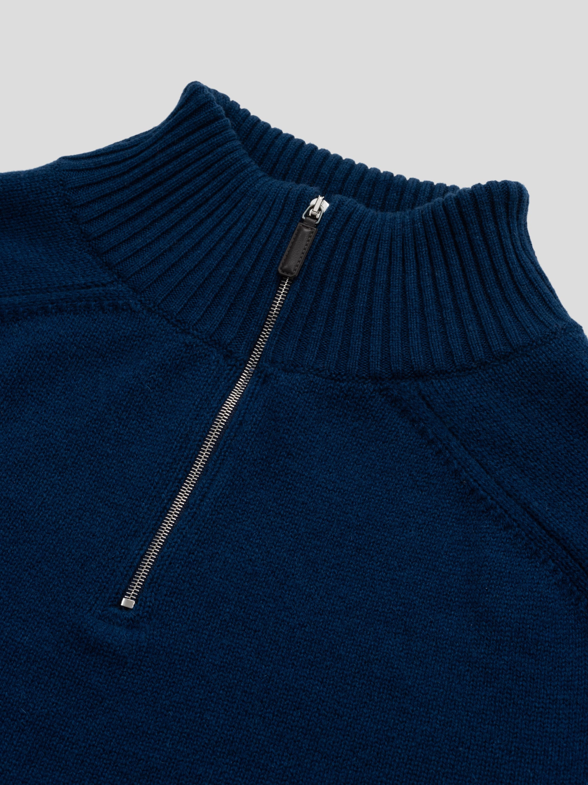 Mens Architect Zip Cashmere Knitted Sweater Naval Blue | Begg x Co
