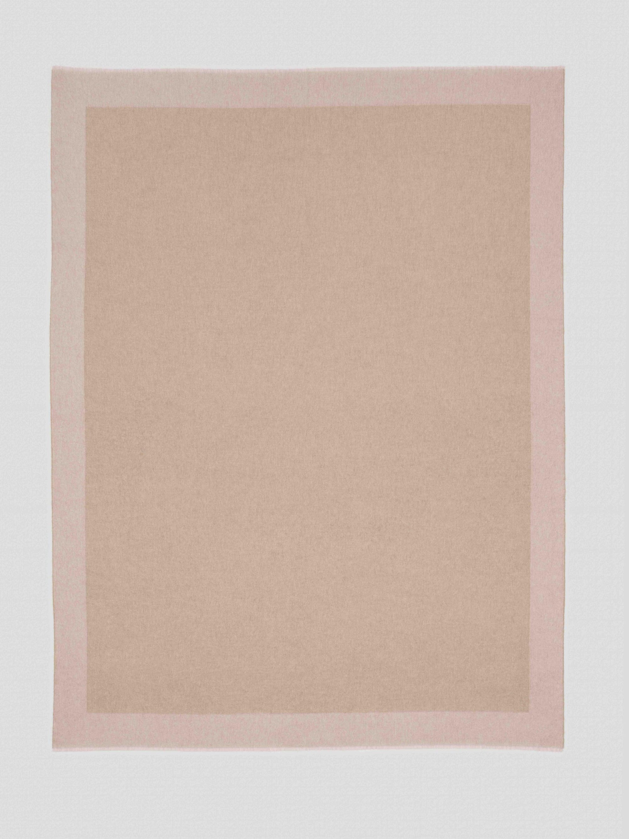 Oversized Arran Border Cashmere Throw Stone Pink| Begg x Co