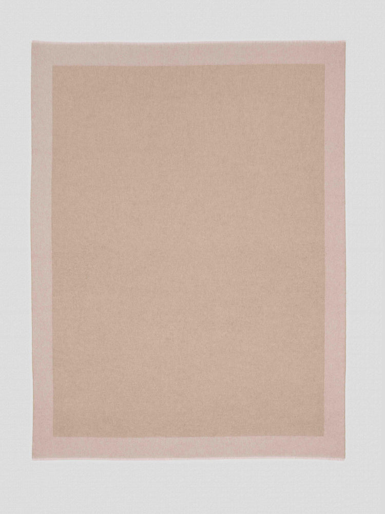 Oversized Arran Border Cashmere Throw Stone Pink| Begg x Co