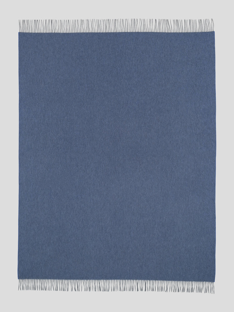Arran Reversible Cashmere Throw Derby Blue| Begg x Co