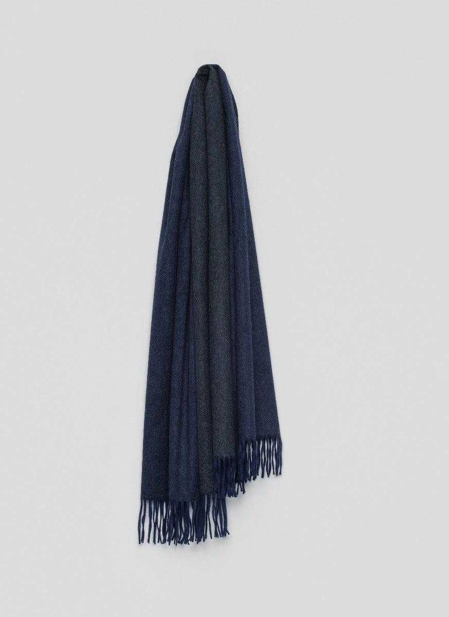Arran Reversible Mens Oversized Cashmere Scarf Navy Charcoal | Begg x Co