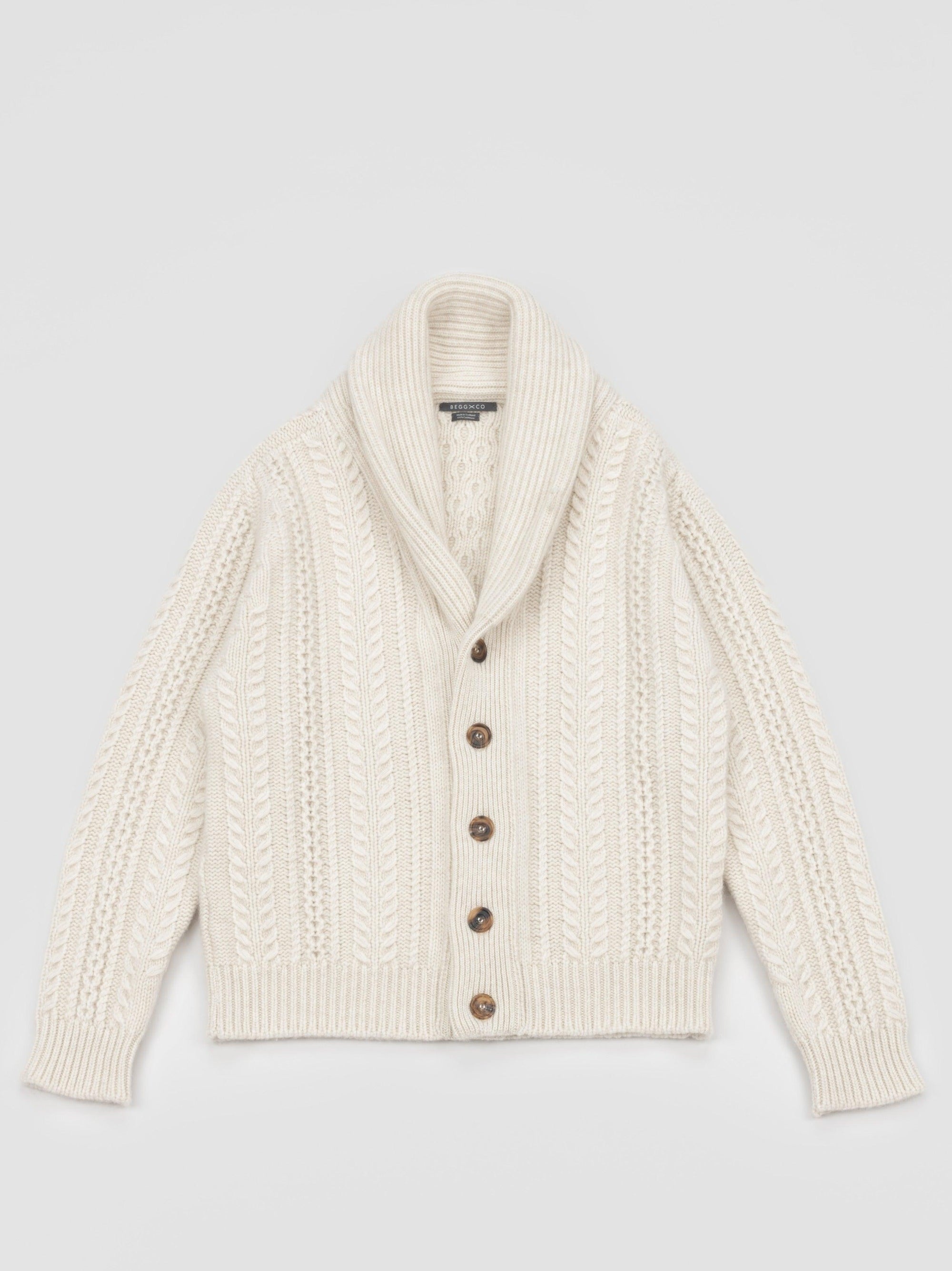 Men's Aspen Bare Undyed Cashmere Knitted Cardigan by Begg x Co