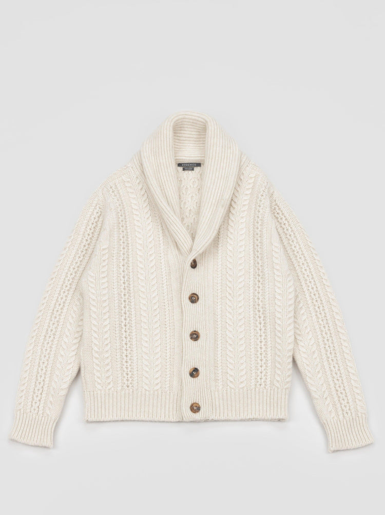 Men's Aspen Bare Undyed Cashmere Knitted Cardigan by Begg x Co