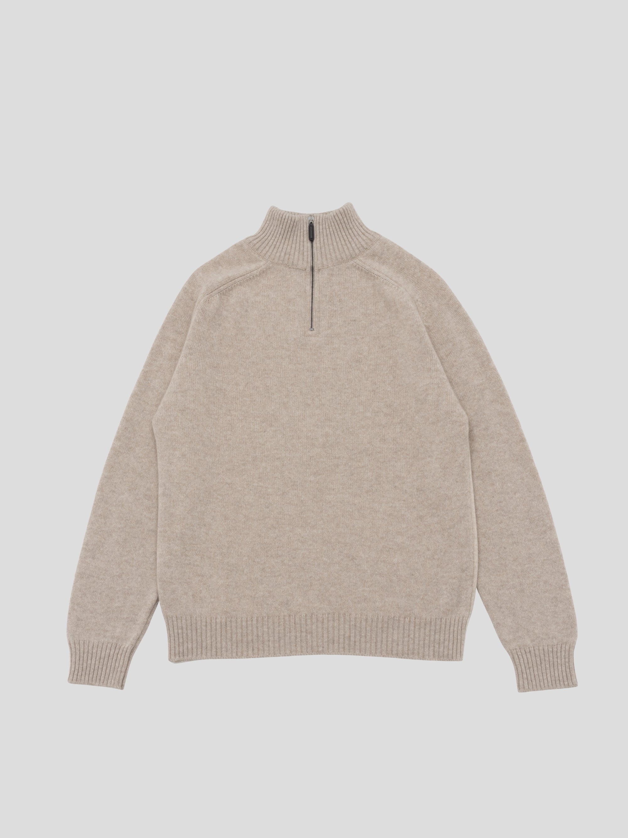 Mens Shadow Zip Cashmere Knitted Sweater Natural | Begg x Co