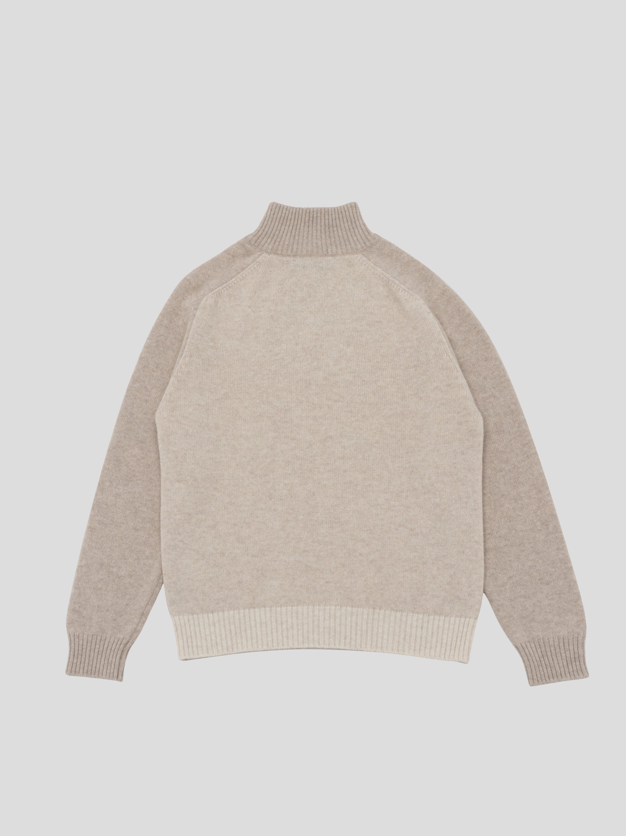 Mens Shadow Zip Cashmere Knitted Sweater Natural | Begg x Co