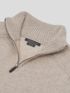 Mens Shadow Zip Cashmere Knitted Sweater Natural | Begg x Co
