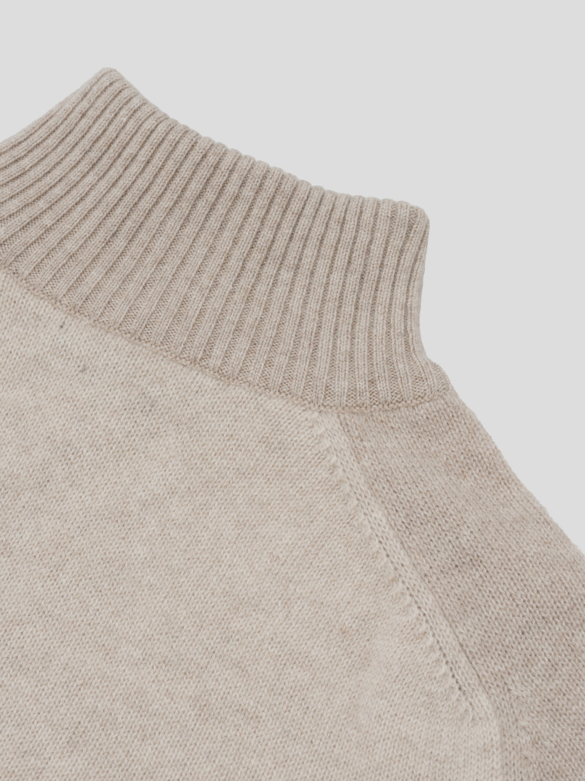 Mens Shadow Zip Cashmere Knitted Sweater Natural | Begg x Co