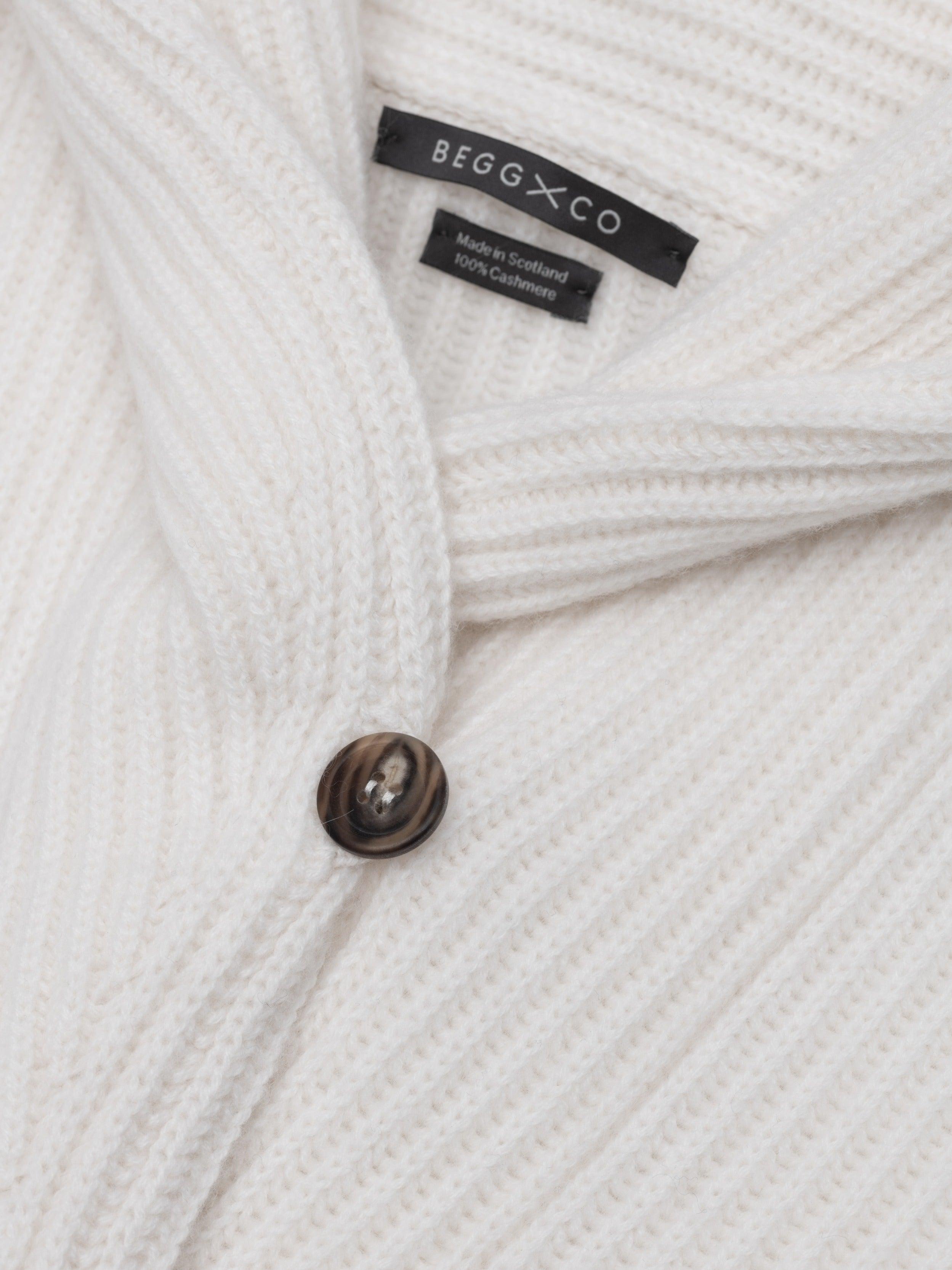 【極厚】Scott & Charters Low Gauge Cashmere The Bruce 8‑Ply Cashmere Shawl Cardigan – Made in Scotland