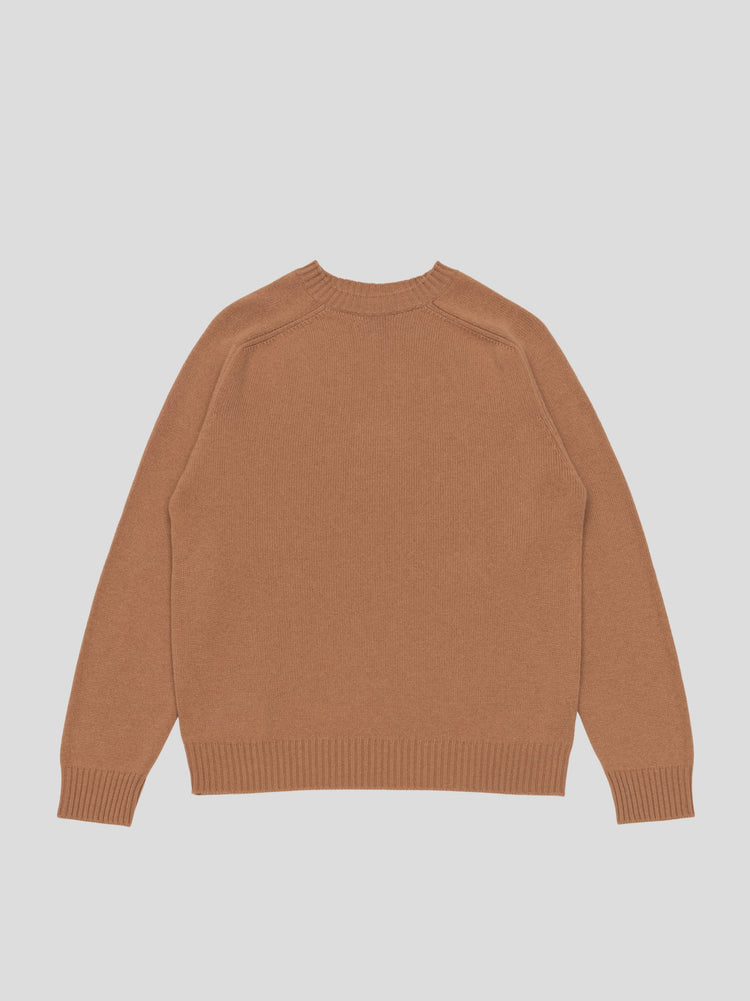 Mens Architect Crew Neck Knitted Cashmere Sweater Caramel | Begg x Co