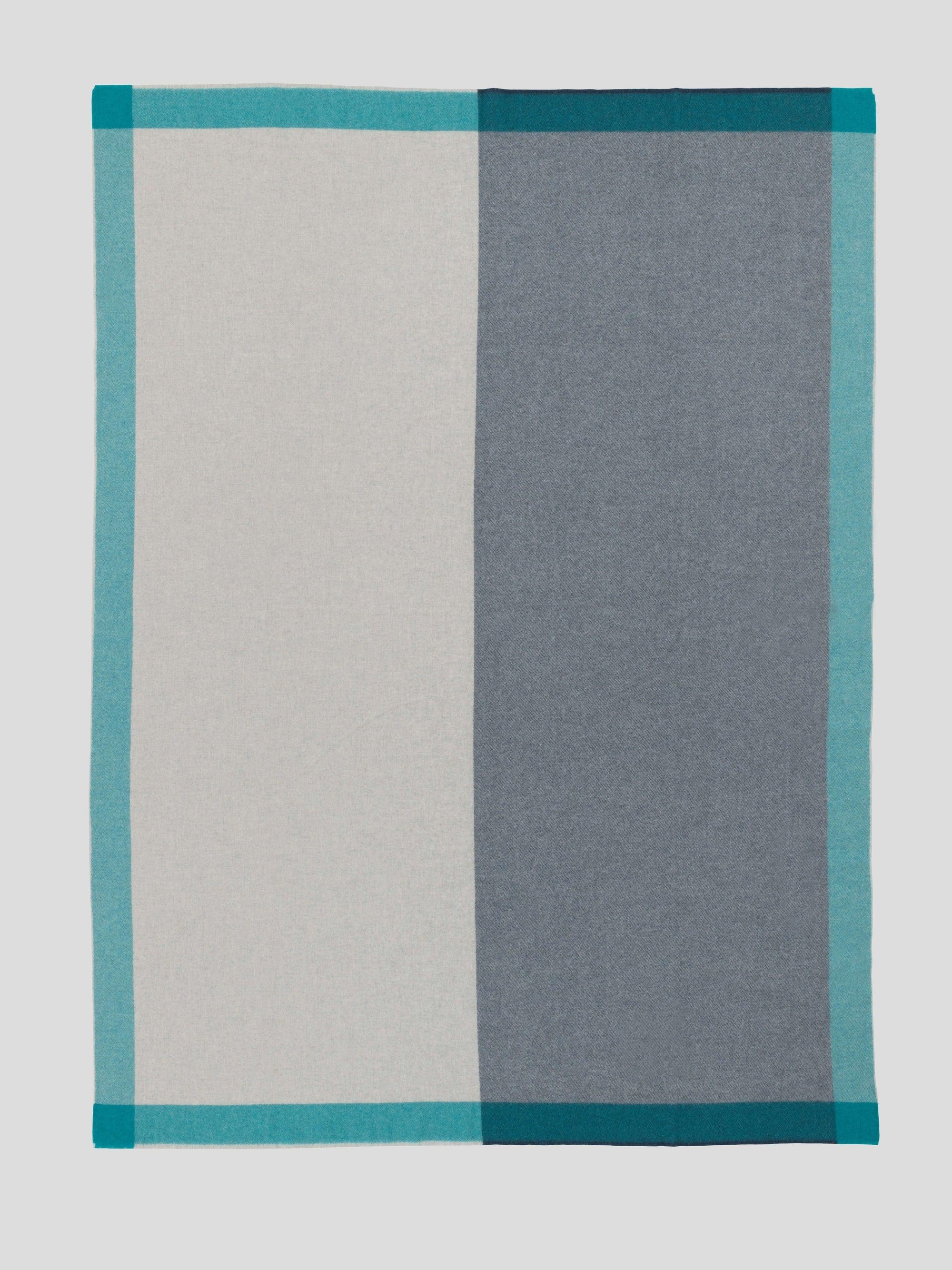 Alva Border Duo Cashmere Throw Argent Teal | Begg x Co