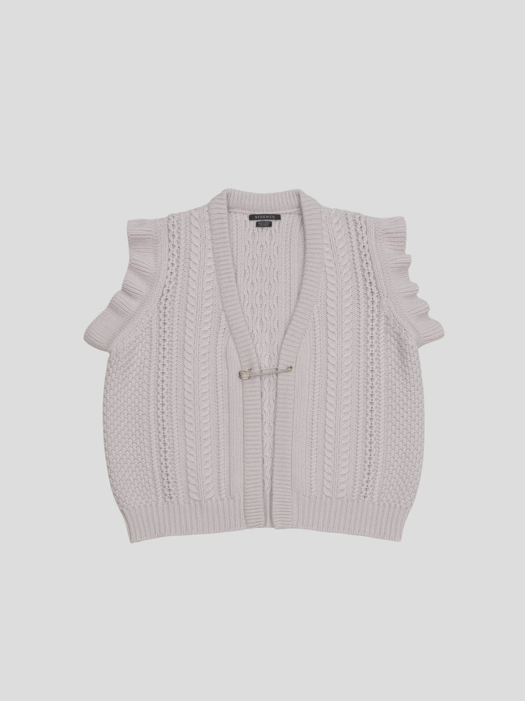 Womens Nico Cashmere Knitted Waistcoat Glacier | Begg x Co