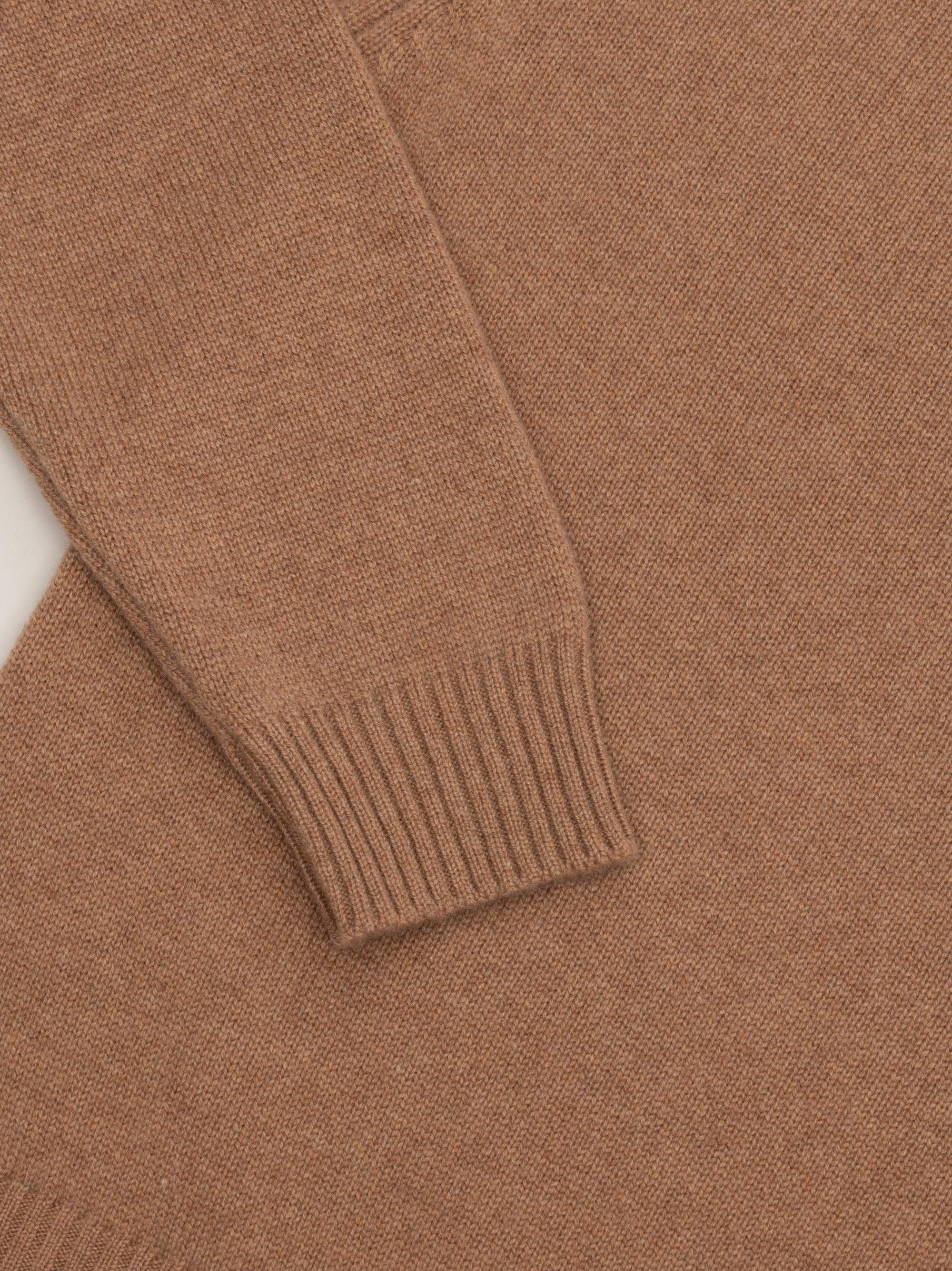 Mens Architect Zip Neck Cashmere Sweater Caramel | Begg x Co