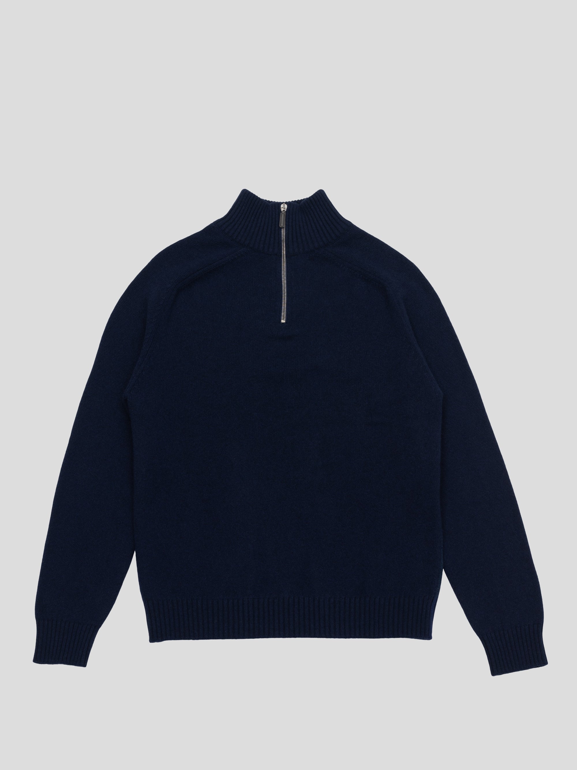 Mens Shadow Zip Cashmere Knitted Sweater Night Sky Navy | Begg x Co