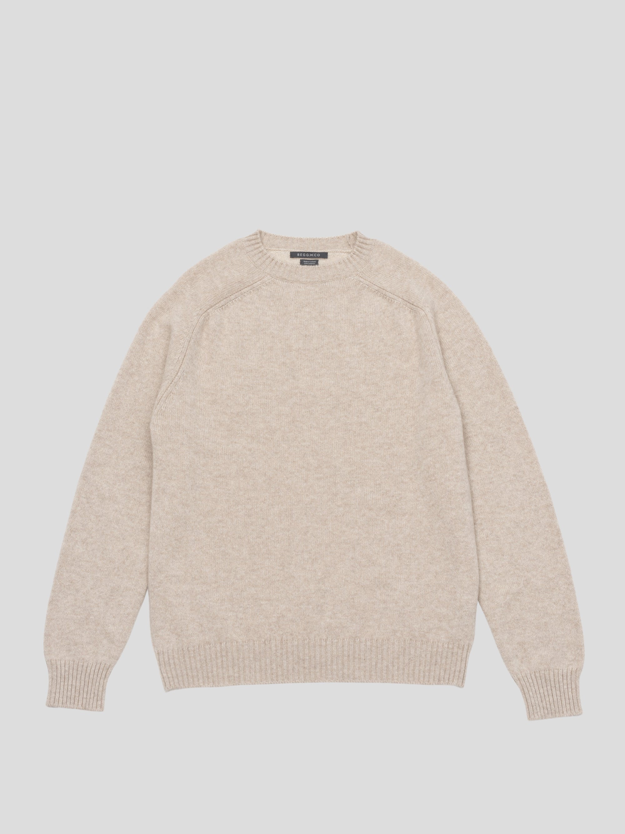 Mens Shadow Cashmere Crewneck Sweater Natural | Begg x Co