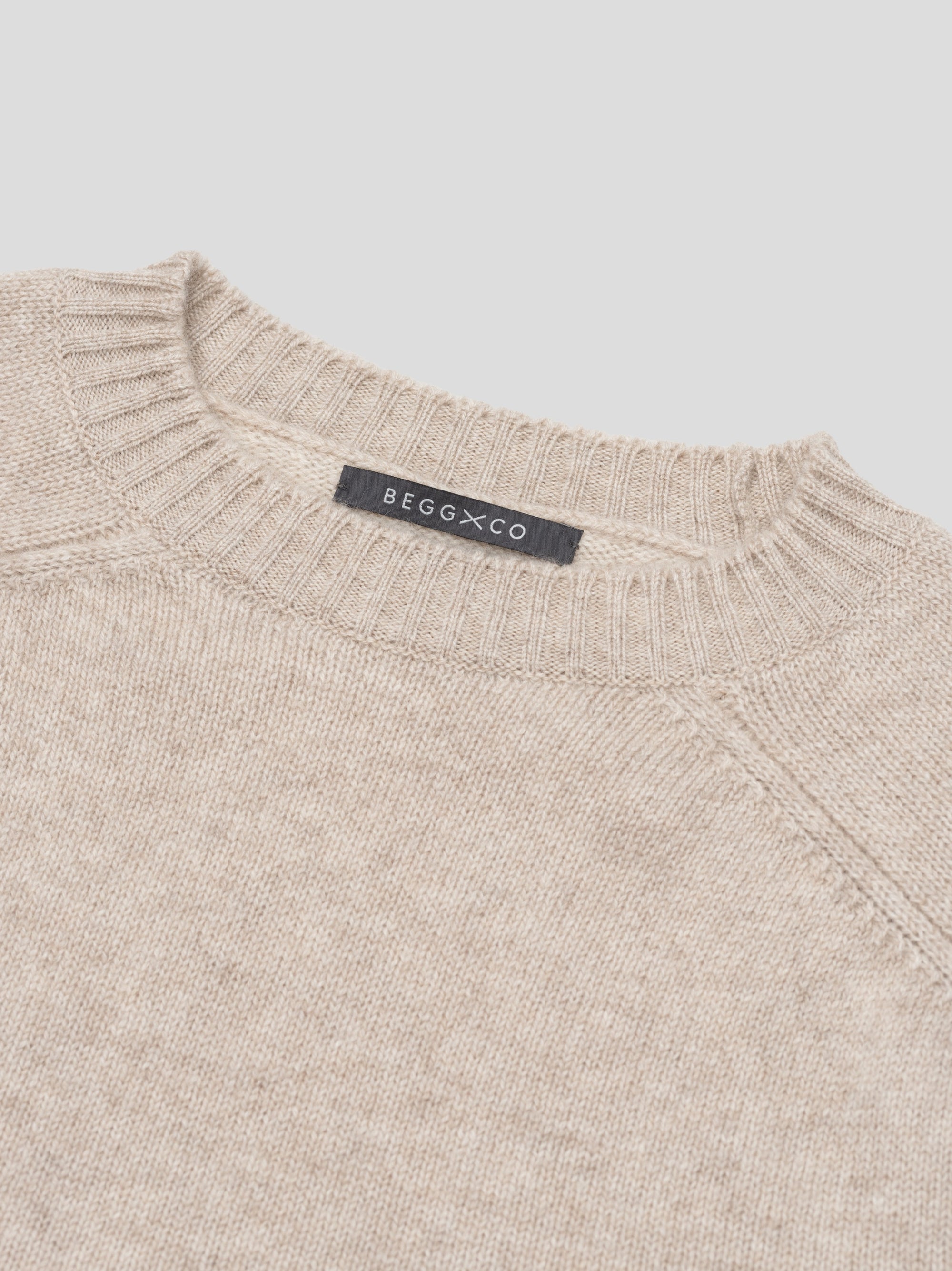 Mens Shadow Cashmere Crewneck Sweater Natural | Begg x Co
