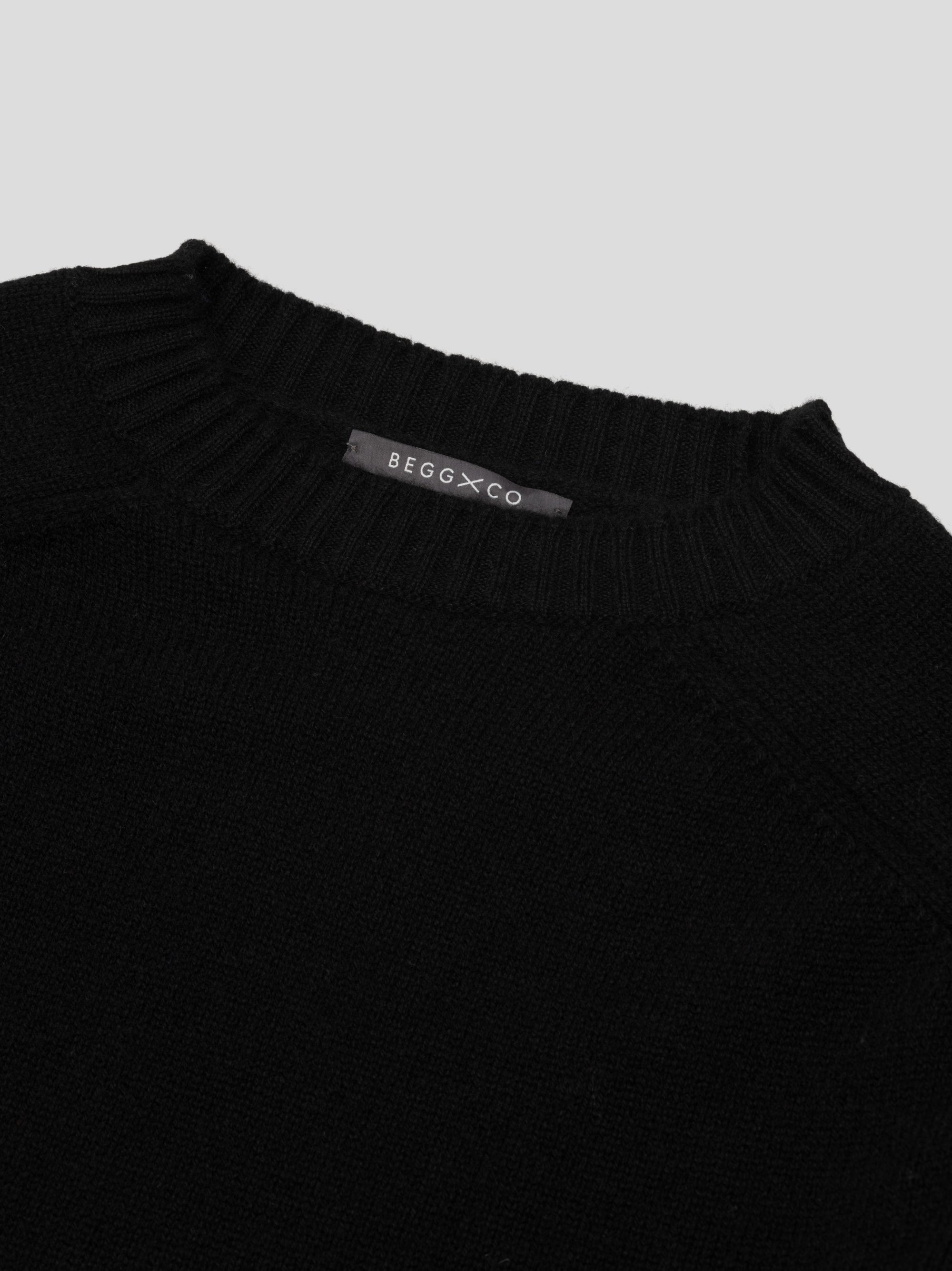 Mens Architect Crew Knitted Cashmere Sweater Black | Begg x Co
