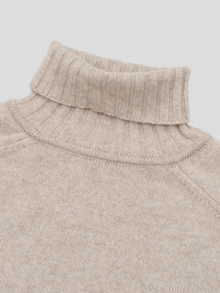Mens Shadow Roll Collar Cashmere Knitted Sweater Moondust | Begg x Co