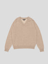 Mens Shadow Knitted Cashmere V-Neck Sweater Natural| Begg x Co