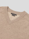 Mens Shadow Knitted Cashmere V-Neck Sweater Natural| Begg x Co