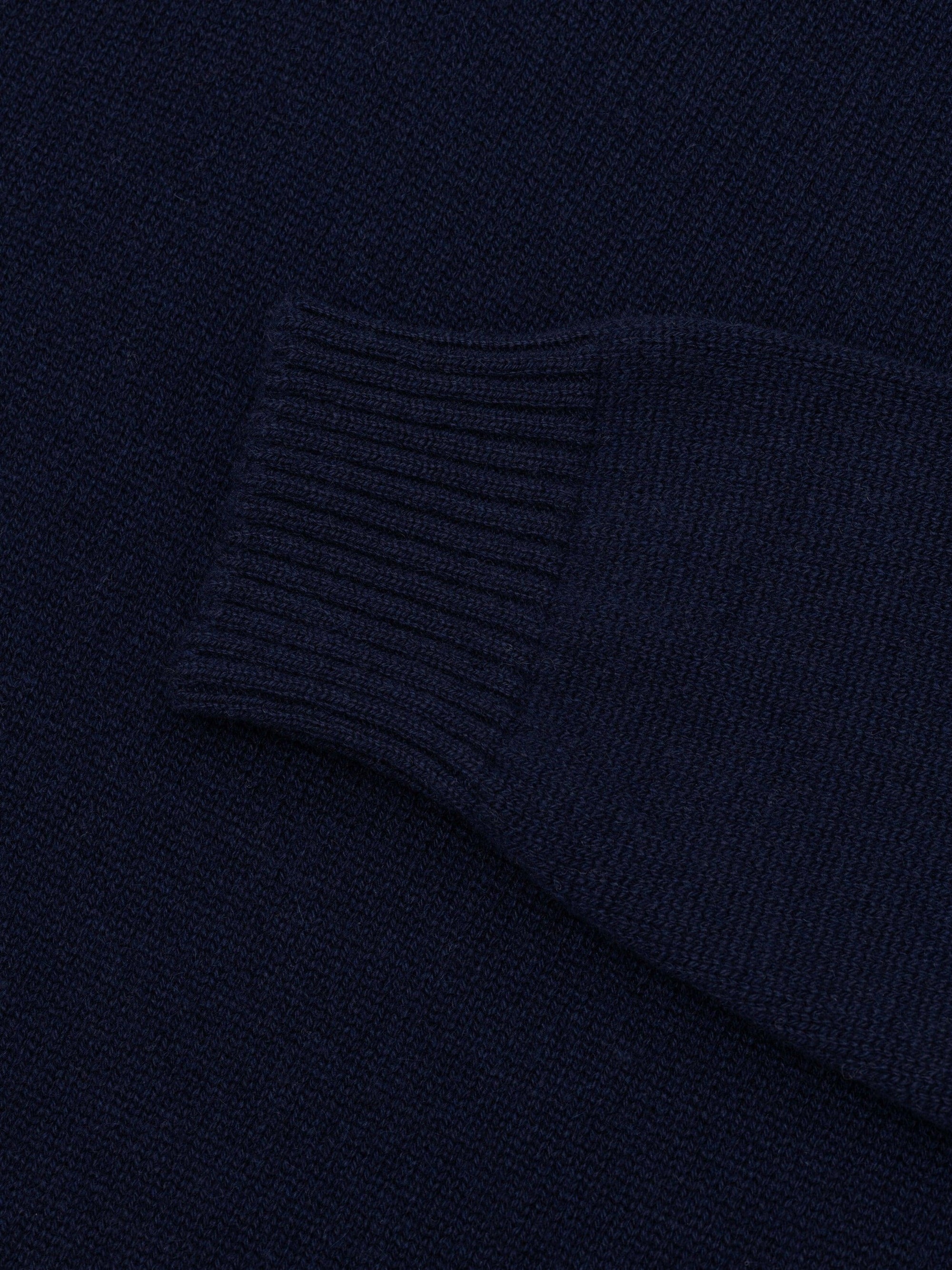 Mens Shadow Knitted Cashmere V-Neck Sweater Night Sky| Begg x Co