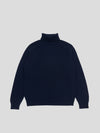 Mens Architect Roll Collar Knitted Cashmere Sweater Navy | Begg x Co