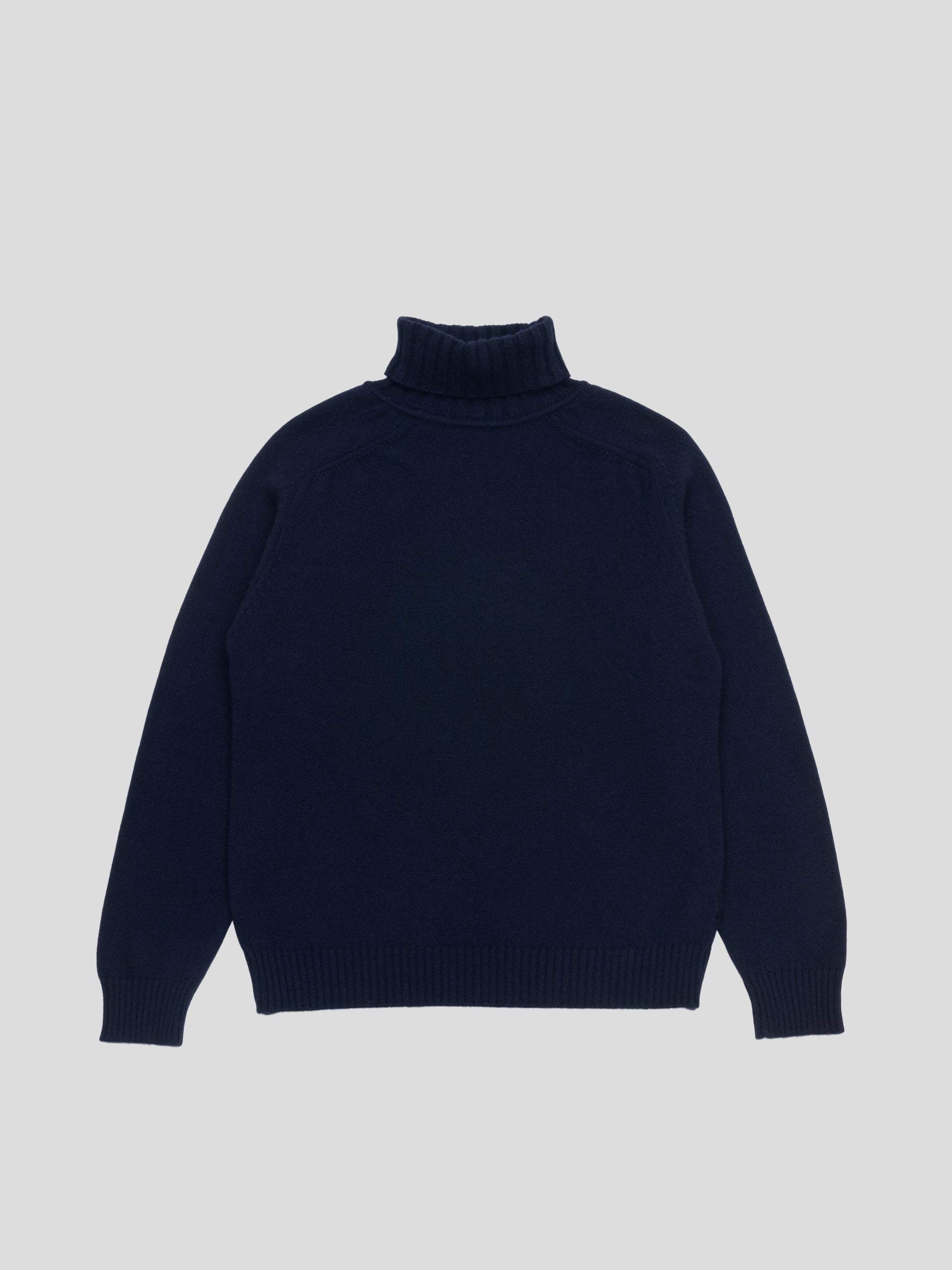 Mens Architect Roll Collar Knitted Cashmere Sweater Navy | Begg x Co