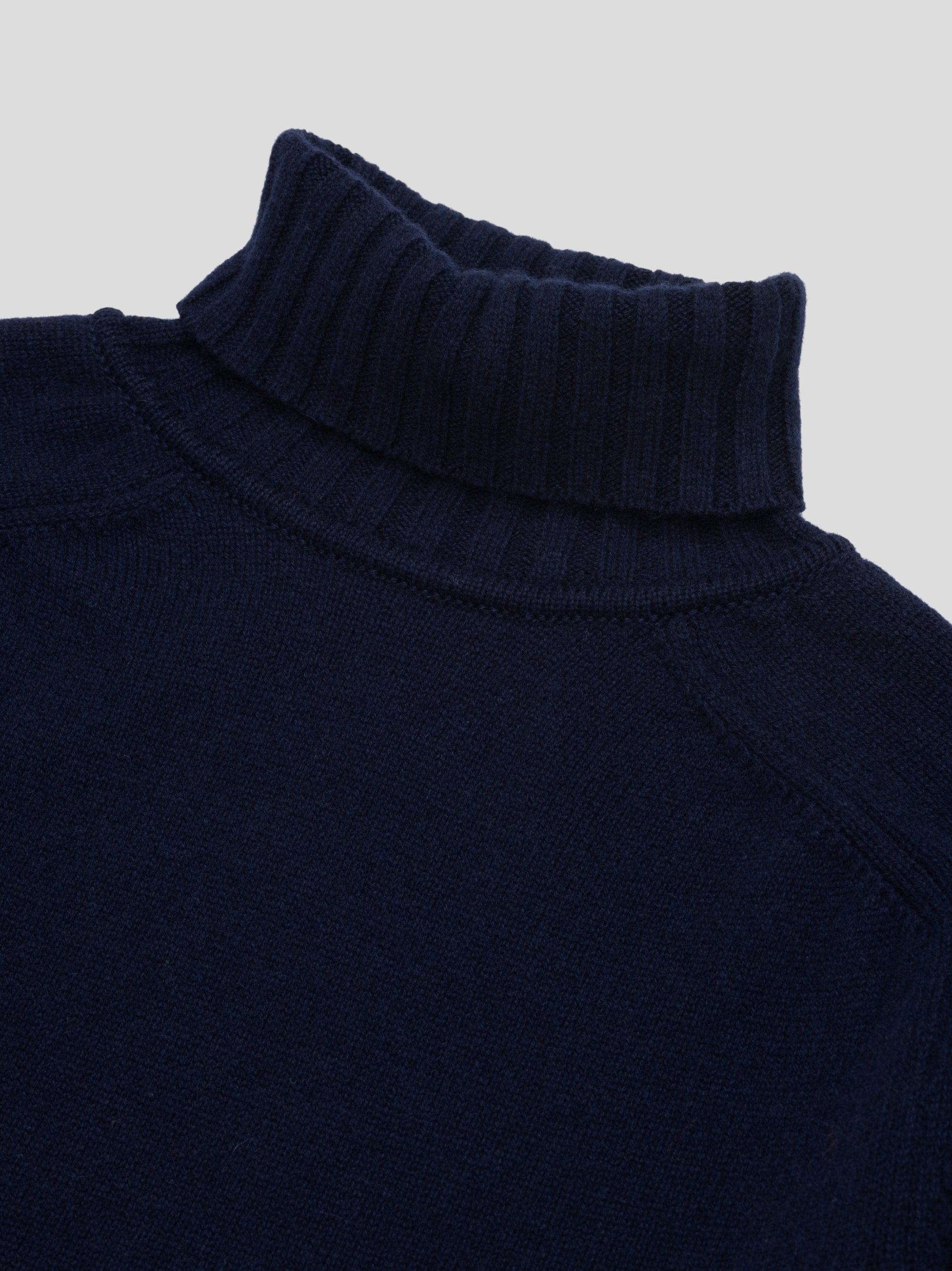 Mens Architect Roll Collar Knitted Cashmere Sweater Navy | Begg x Co
