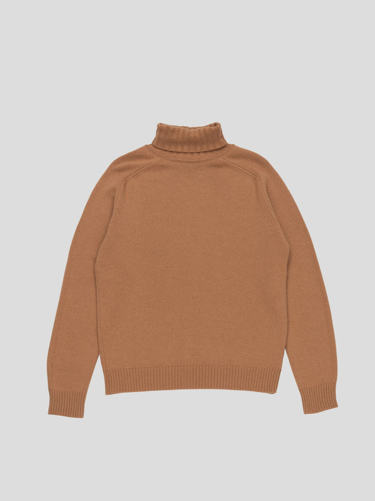 Mens Architect Roll Collar Knitted Cashmere Sweater Caramel | Begg x Co