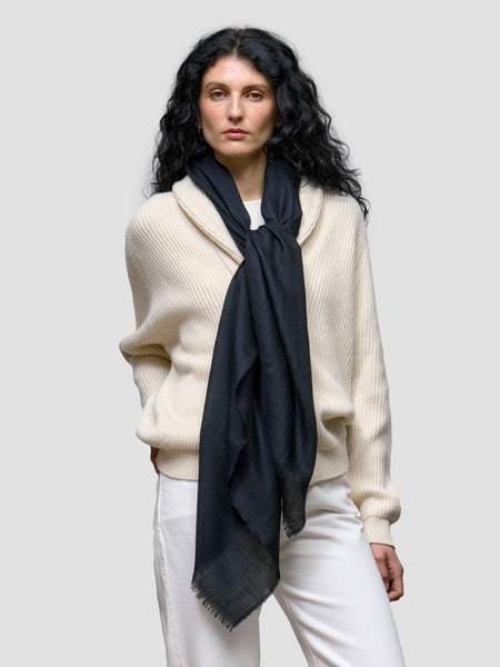 Wispy Solid Womens Superfine Cashmere Scarf Black - Begg x Co