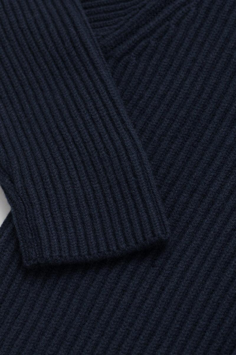 Women's Luxury Cashmere Shawl Collar Cardigan in Navy