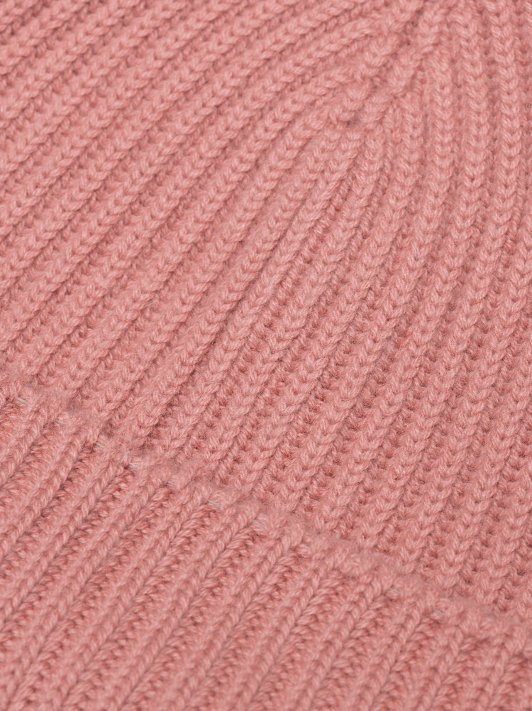 Womens Darcey Pink Knitted Cashmere Beanie Hat Detail | Begg x Co