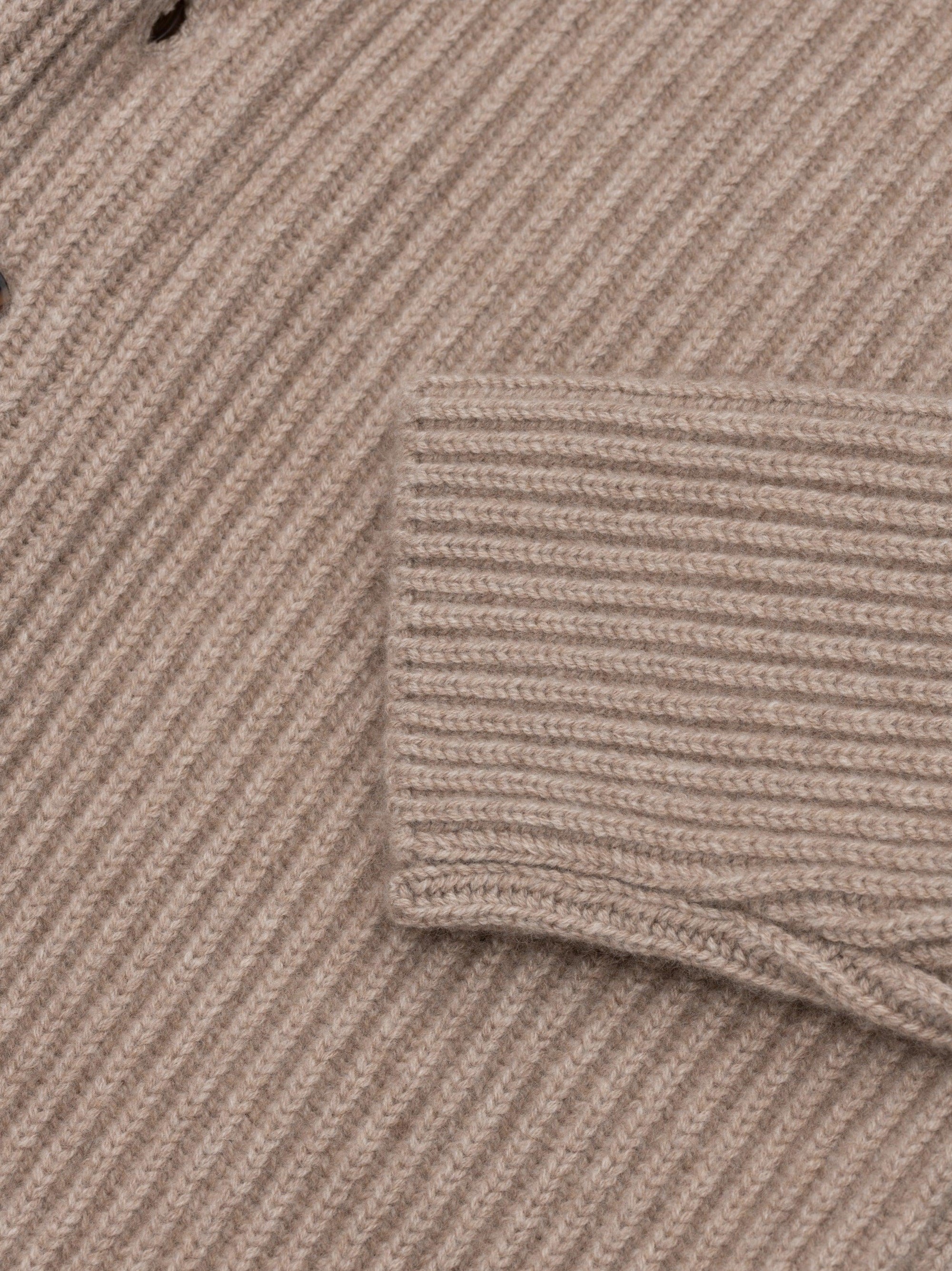 Mens Luxury Knitted Brown Undyed Shawl Collar Cardigan | Begg x Co