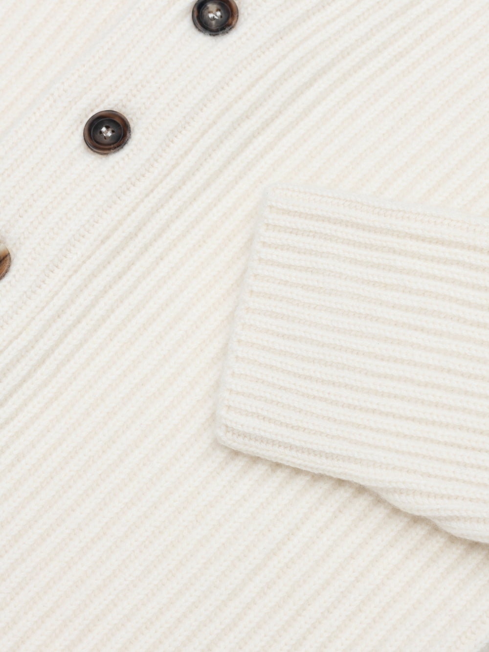Women's Luxury Knitted Ivory Shawl Collar Cardigan | Begg x Co