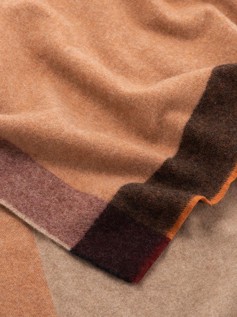 Alva Border Duo Cashmere Throw Burgundy Natural - Begg x Co