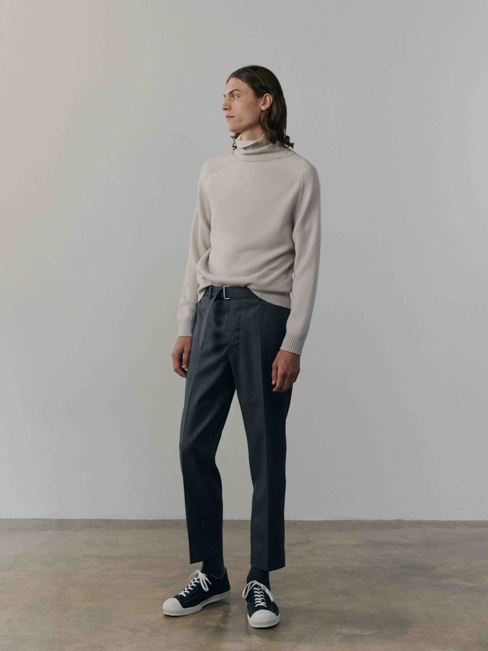 Mens Architect Roll Collar Cashmere Sweater Alabaster | Begg x Co