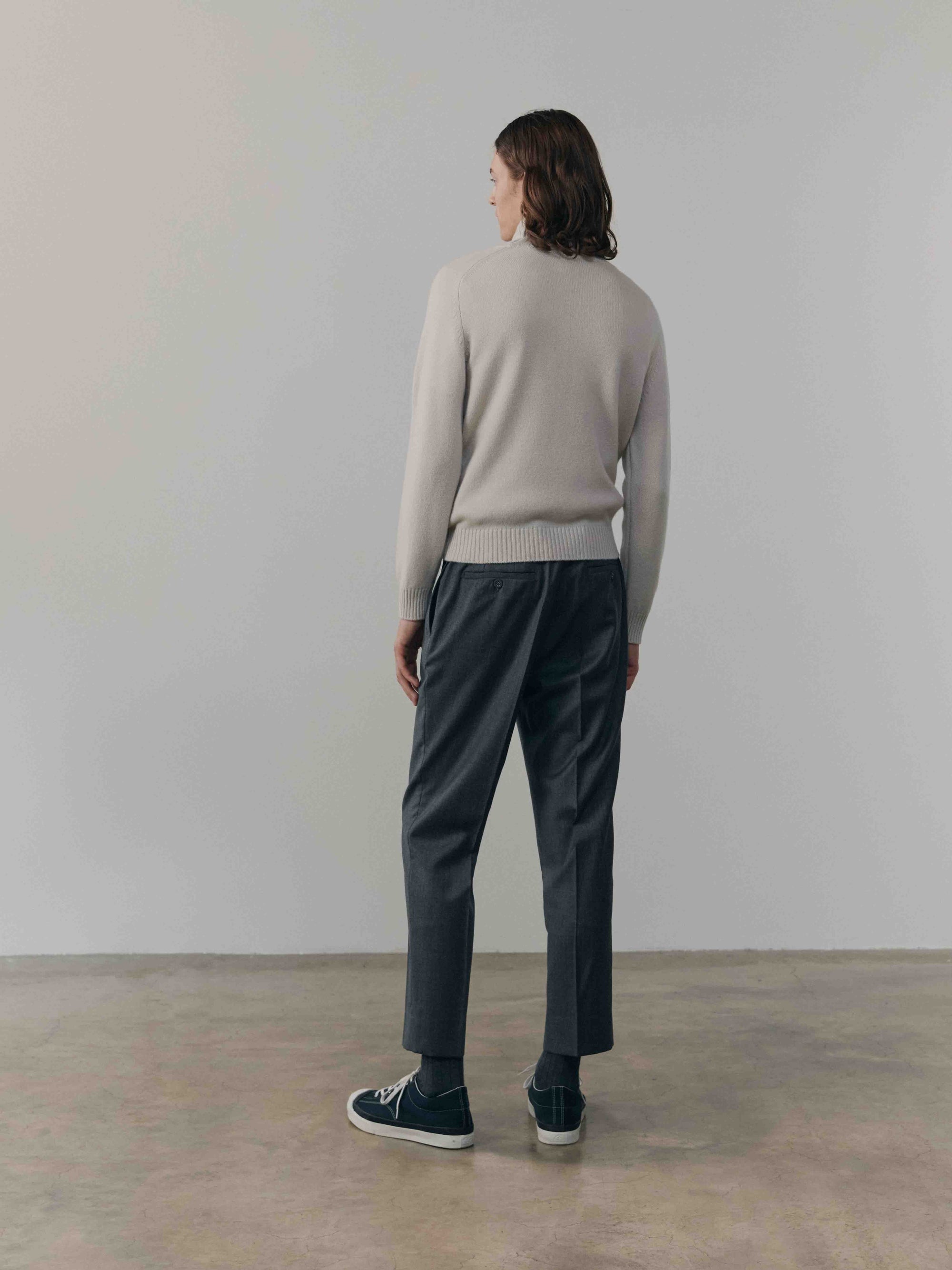 Mens Architect Roll Collar Cashmere Sweater Alabaster | Begg x Co