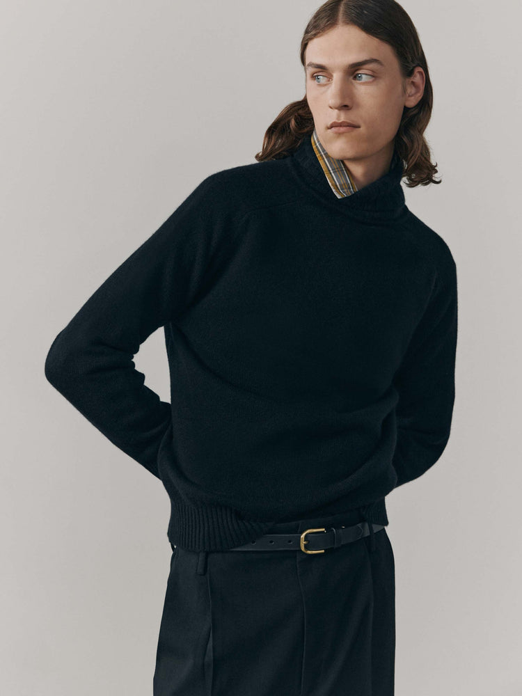 Mens Architect Roll Collar Cashmere Sweater Black | Begg x Co