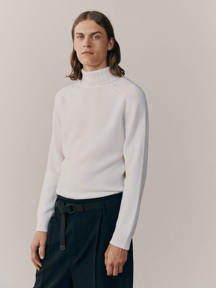 Mens Architect Roll Collar Cashmere Sweater Frost | Begg x Co