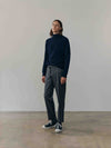 Mens Architect Roll Collar Knitted Cashmere Sweater Navy | Begg x Co