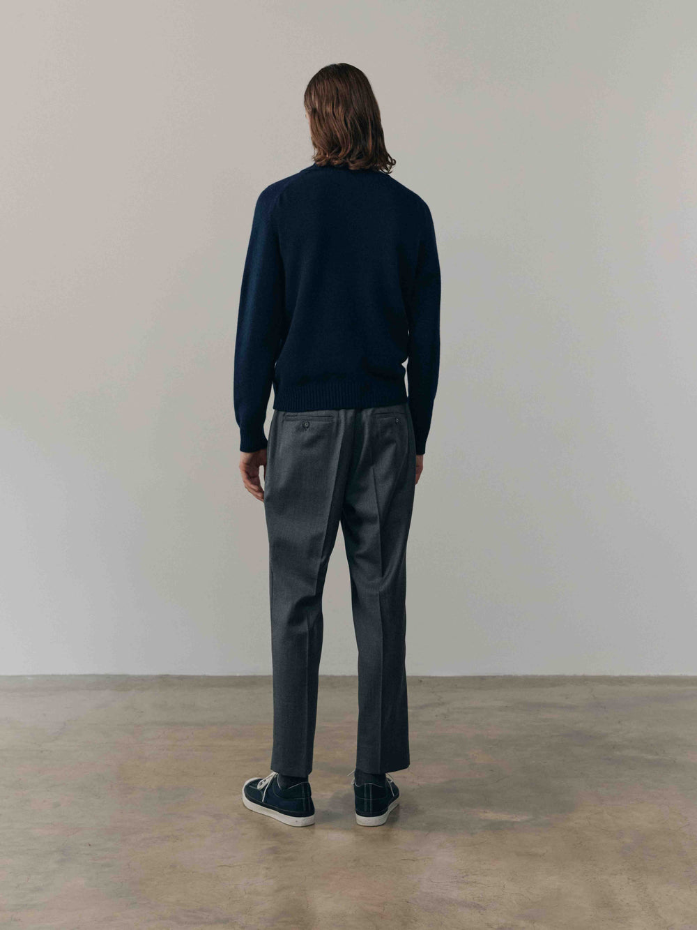 Mens Architect Roll Collar Knitted Cashmere Sweater Navy | Begg x Co