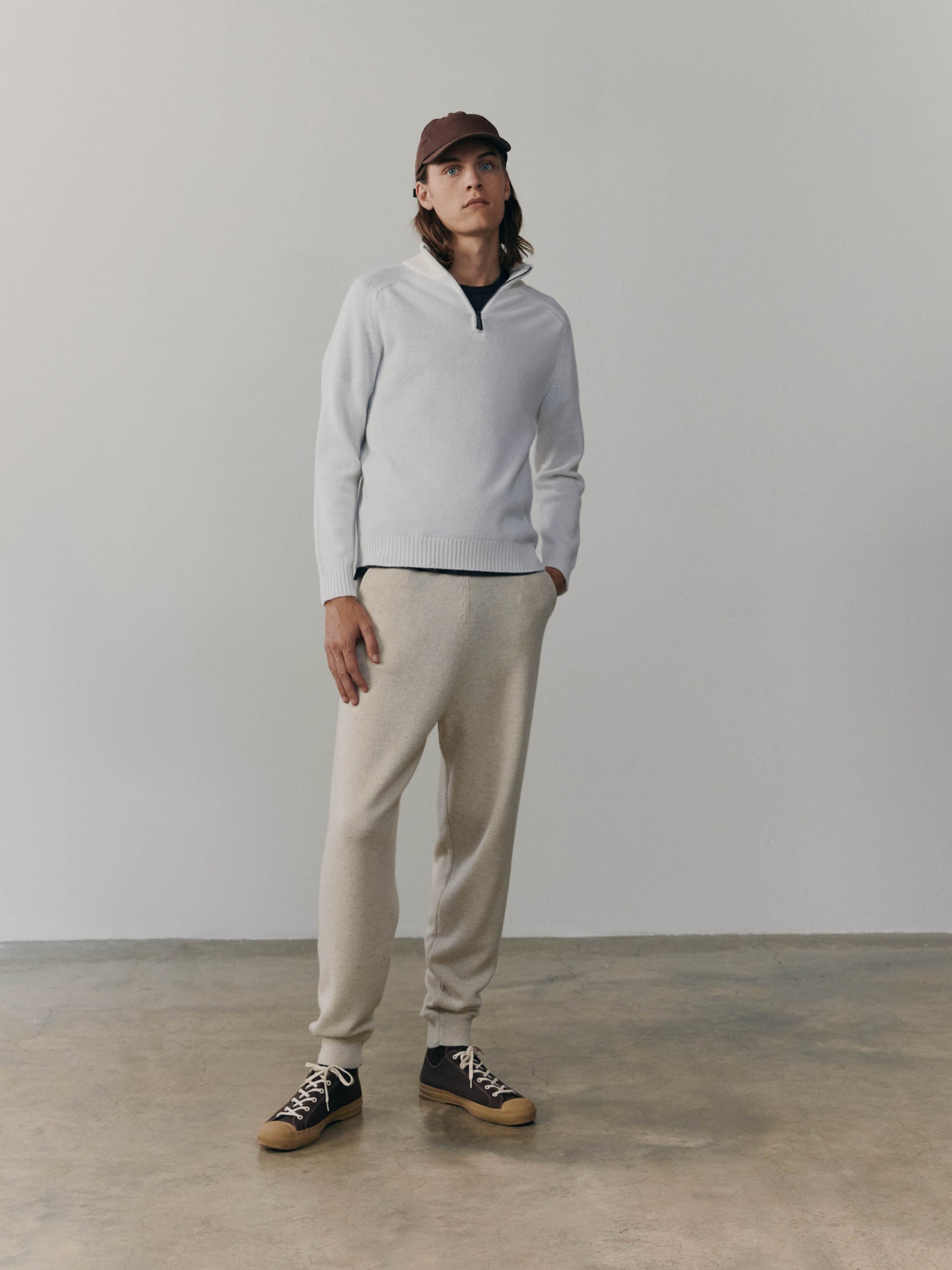 Mens Architect Zip Cashmere Sweater Frost | Begg x Co
